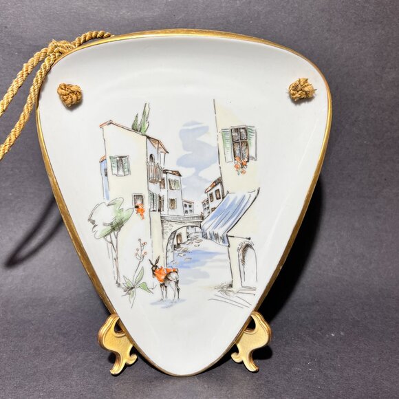 Vtg Alka Kunst Porcelain Wall Hang Plate White Rialto Germany Bavaria MCM 50s - Picture 2 of 16